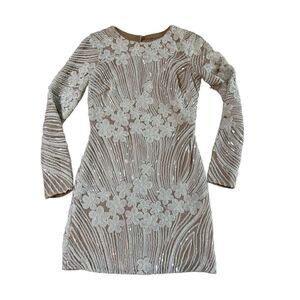 Dress The Population White Flower Sequin Mini Dress Women’s S